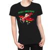 1Tee Womens Santa Delivering Presents In Airplane T-Shirt