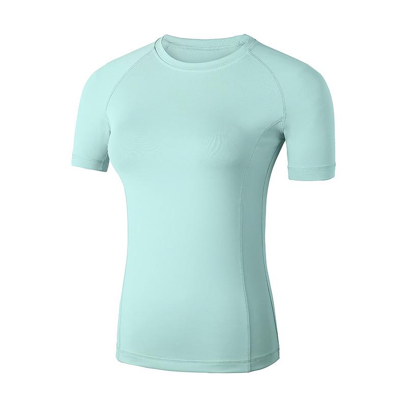 

Women s Dual-Style Quick-Dry Yoga T-Shirt - High Elastic Short Sleeve for Fitness Double Extra Large ціан