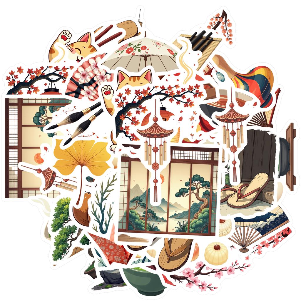 35-70pcs Japanese Culture Stickers Stationery Sticker Diy Decoration For Fridge Notebook BikePhone Suitcase Graffiti Decals