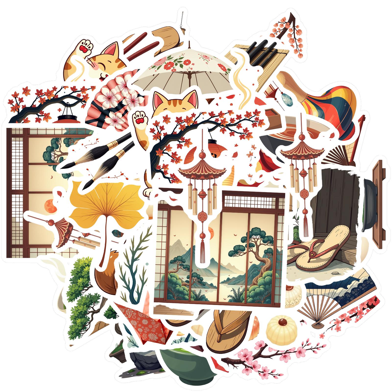 

35-70pcs Japanese Culture Stickers Stationery Sticker Diy Decoration For Fridge Notebook BikePhone Suitcase Graffiti Decals
