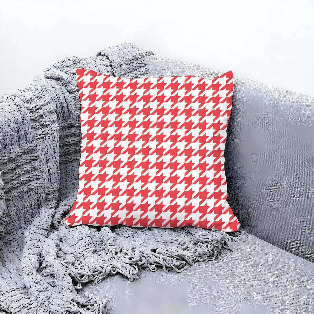 Chic Houndstooth Pattern Style Cushion Cover Premium Comfort Reversible Pillow Cove In One Design For Any Room & Car Interior