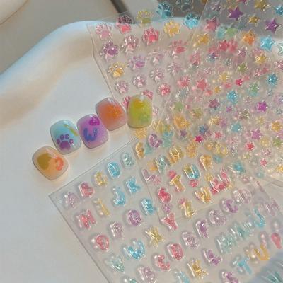Transparent Jelly Macaron Star Nail Sticker Five-pointed Star Heart Diy Pen Holder Water Cup Ccd Decoration