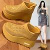 Leather dad shoes casual shoes women's summer new punched breathable thick sole versatile height increase retro women's shoes trend