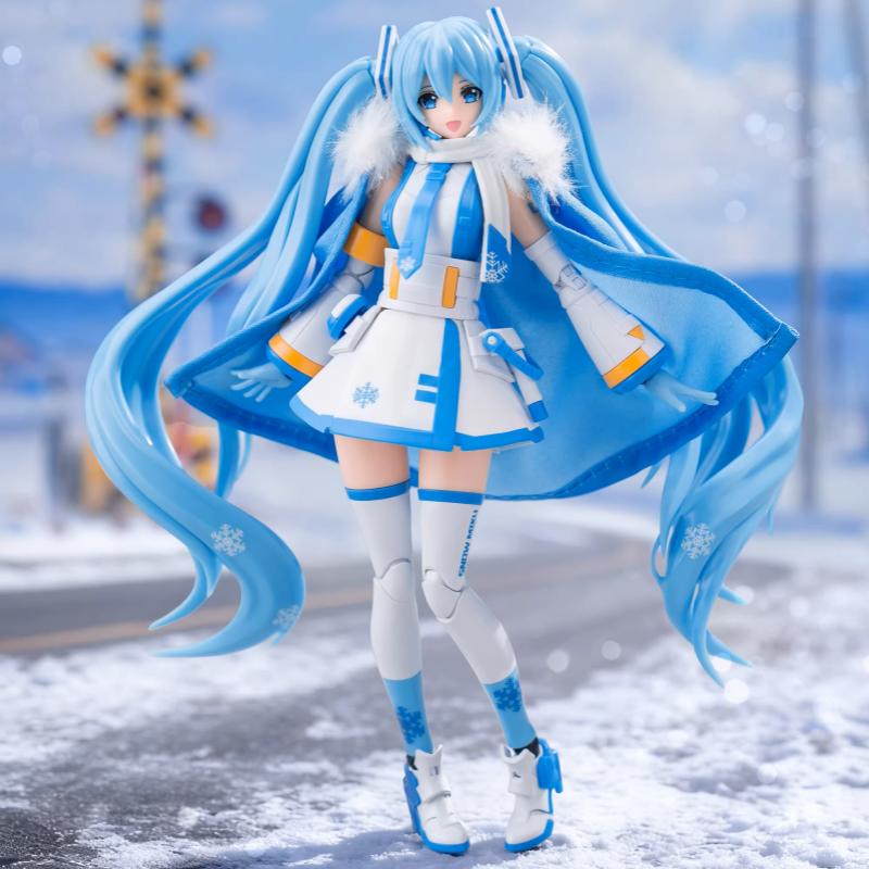 New Hatsune Miku Snow Miku Echoing Frost Limited Edition Reindeer Snowmobile Assembly Model With Cloak Anime Figure Toy