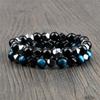 2 stücke Unregelmäßigen Hämatit Lava Stein Armband Männer Mode 8mm Natürliche Tigerauge Perlen Paare Armbänder für Frauen Freunde Schmuck