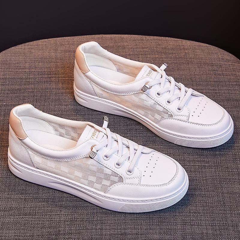 

Женские летние туфли-лодочки из дышащей белой коровьей кожи Slip-On Flats 2025 года 41