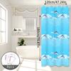 Dolphin Print Cartoon Shower Curtain, Ocean-Themed Bathroom Curtain, Cute Curtain for Parent-Child Room Bathroom
