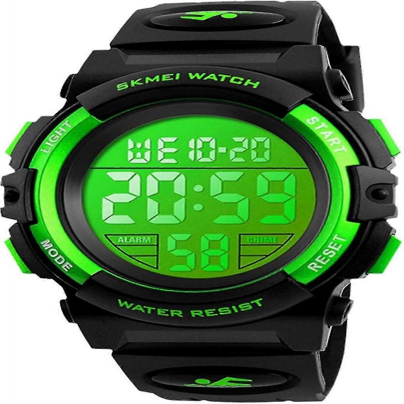 Cyfrowy Zegarek Sportowy Dla Dzieci, Chłopców i Dziewczynek, Wodoodporny, Casualowy, Elektroniczny, Analogowo-Kwarcowy, 7 Kolorowych Diod LED