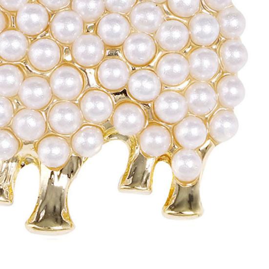 סיכת דש מסגסוגת אבץ משובצת בפנינים מלאכותיות עיצוב כבש פלאפי סגנון מצויר