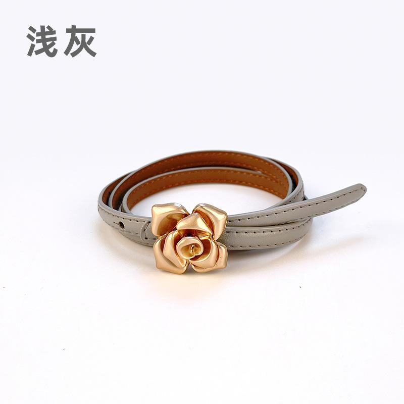 Four Seasons Available New Women'S Leather Thin Belt With Flower Waist For Skinny Look, Leather Belt With Sweater Dress