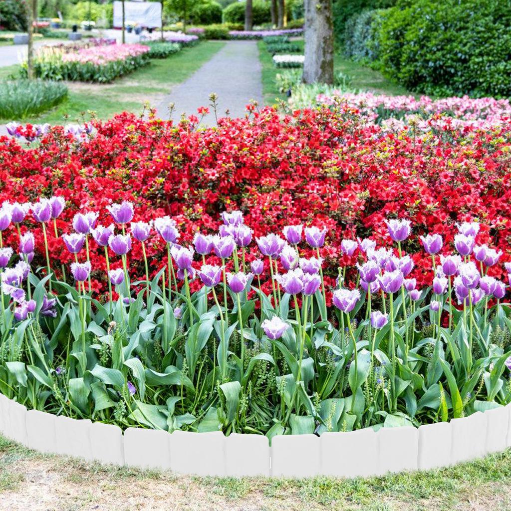 1Set Plastic Garden Edging Border Fence Imitation Stone Landscape Edging for Flower Beds Pathways Lawn Decorative Flexible DIY
