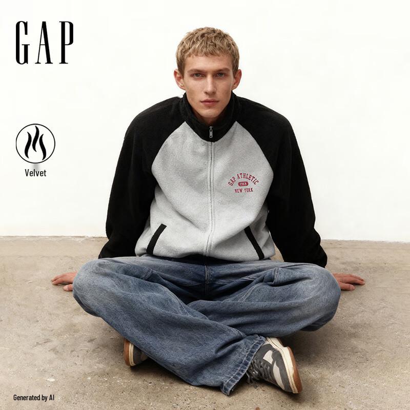 Gap Unisex 2025 Fall Colorblock Logo Fleece Stand-Collar Jacket