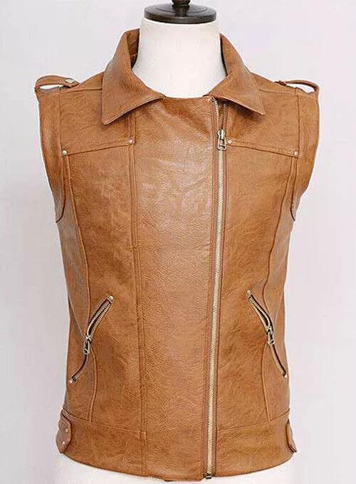New Western stylish Vest Coat Real Leather Tan Waistcoat Jacket Men Genuine Lambskin