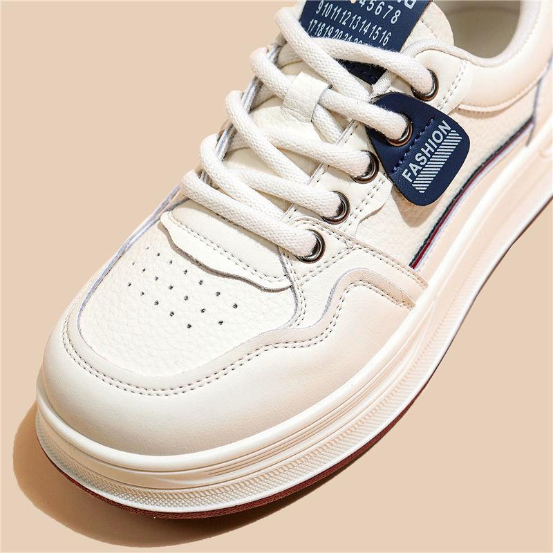 Damen Vielseitige Weiße Flache Dicke Sohle Schuhe - Frühling/Herbst 2025, Runde Zehenpartie Lässige Dad-Sneakers