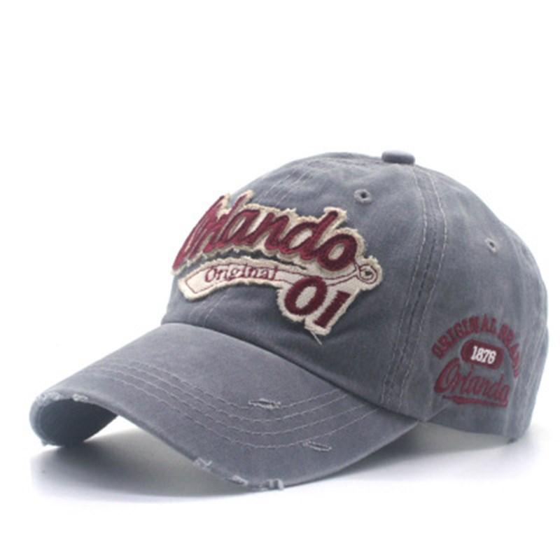 

Men s and women s embroidered baseball caps, holes and old visors, casual European and American wide-brimmed hats, peaked caps, European and American Adjustable світло-сірого кольору