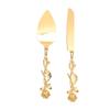 Cake Cutting Set European Golden Ergonomic Rose Handle Comfortable Grip Cake Pie Pastry Server Set