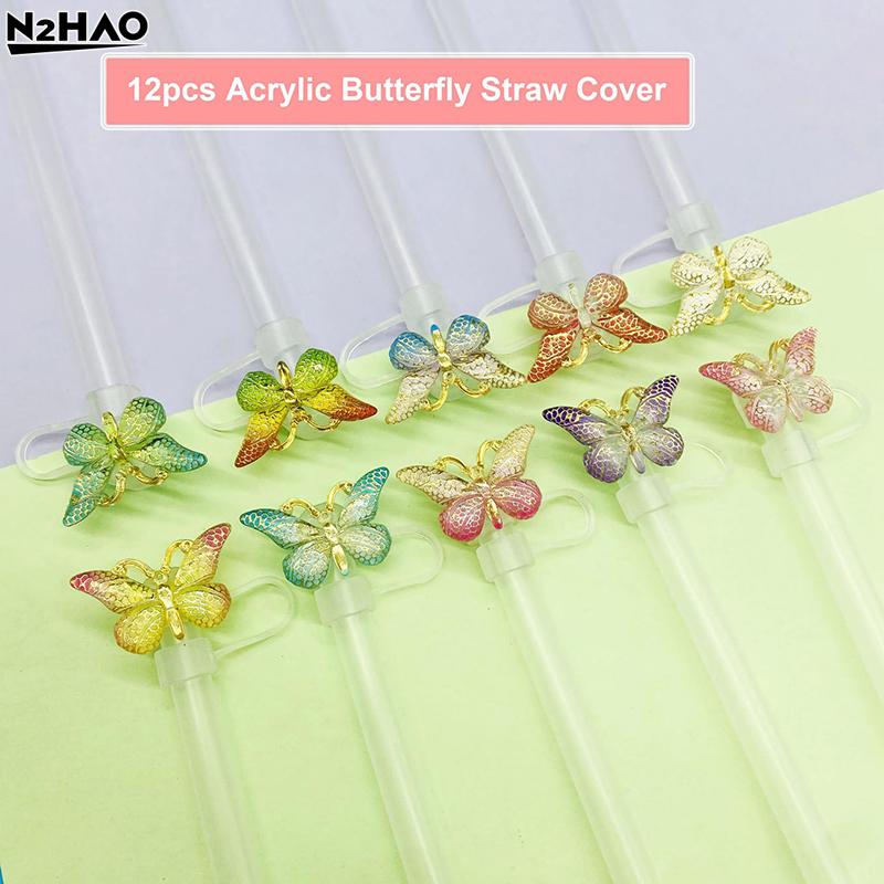 1*Reusable Straw Tips Lids Straw Covers Butterfly Straw Cap Spill Stopper For Water Cup Heat-resistant Dust Proof Straw Plug Cap