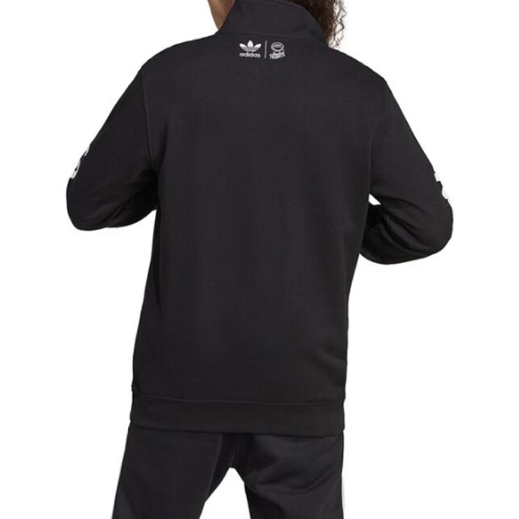 Adidas Originals X Mr.A Collaboration Graffiti Print Half-Zip Sweatshirt Men Sweatshirt Black IA6396