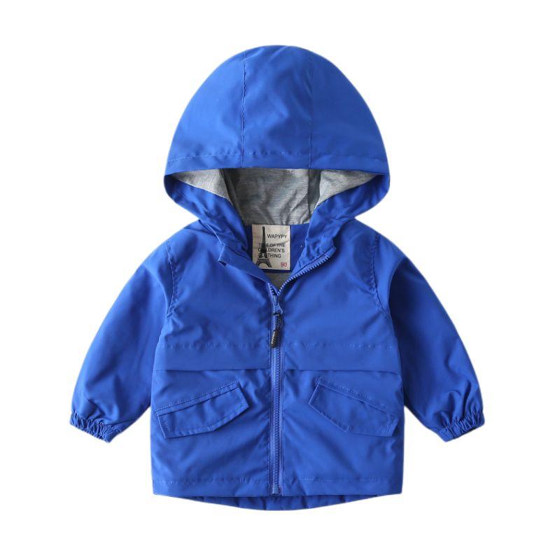 Весенне-осенняя детская однотонная одежда с капюшоном и камуфляжем, ветровка Blue 130