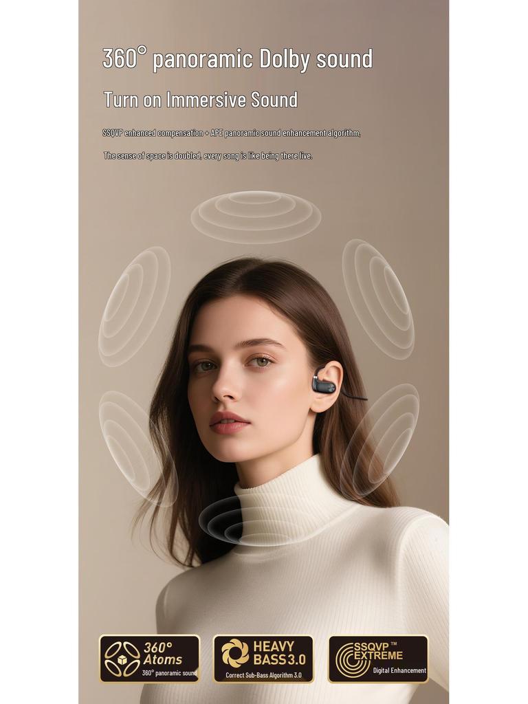 New 6.0 Air Conduction Bluetooth Headphones: Sweatproof, Waterproof, In-Ear & Over-Ear with Long Battery Life for Sports.