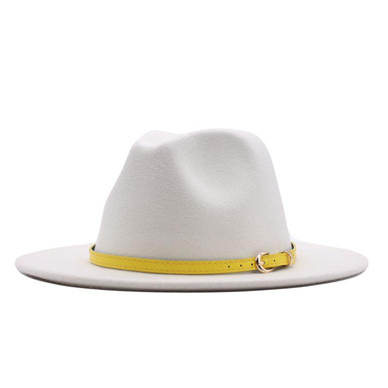 New spot European and American flat-brimmed felt jazz hat, British gentleman's retro woolen fashion felt hat