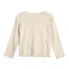 Toddler Girls' Soft Cotton Ruffle Shirt  Crewneck Long Sleeve Slim Fit  Top