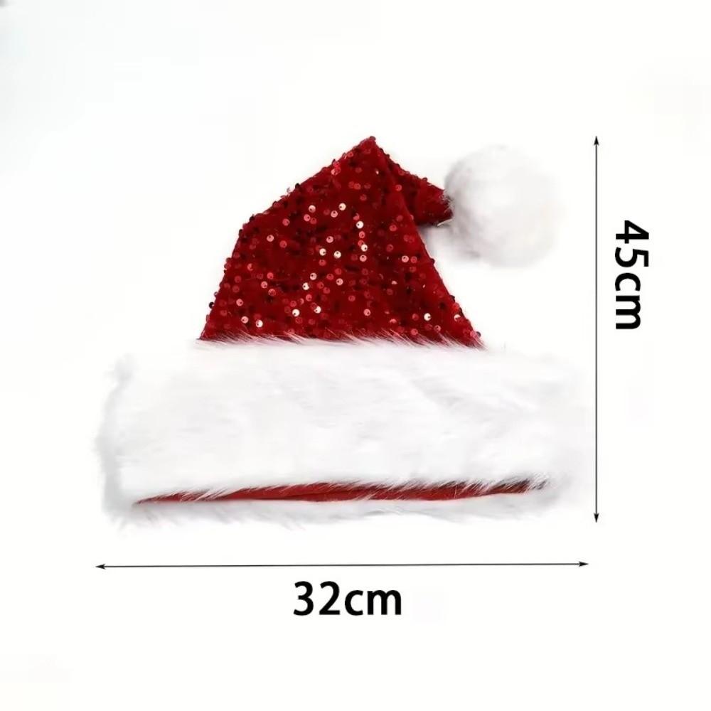 Glittery Sparkly Sequin Santa Hat Red Glitter Holiday Headwear New Year Xmas Cap  Party Supplies