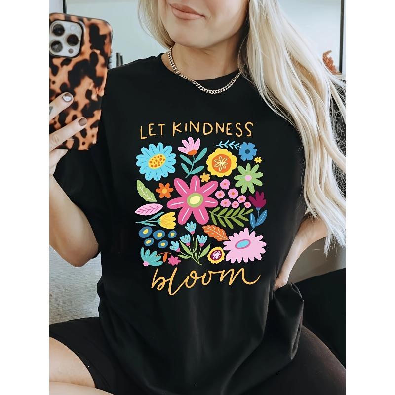 

100% Let Kindness Flourish T-Shirt, Stay Cool Be Kind Vintage Flower Tee, Stay Cool T-Shirt, Motivational Women S Tee, Aesthetic Floral Kindness Tee M