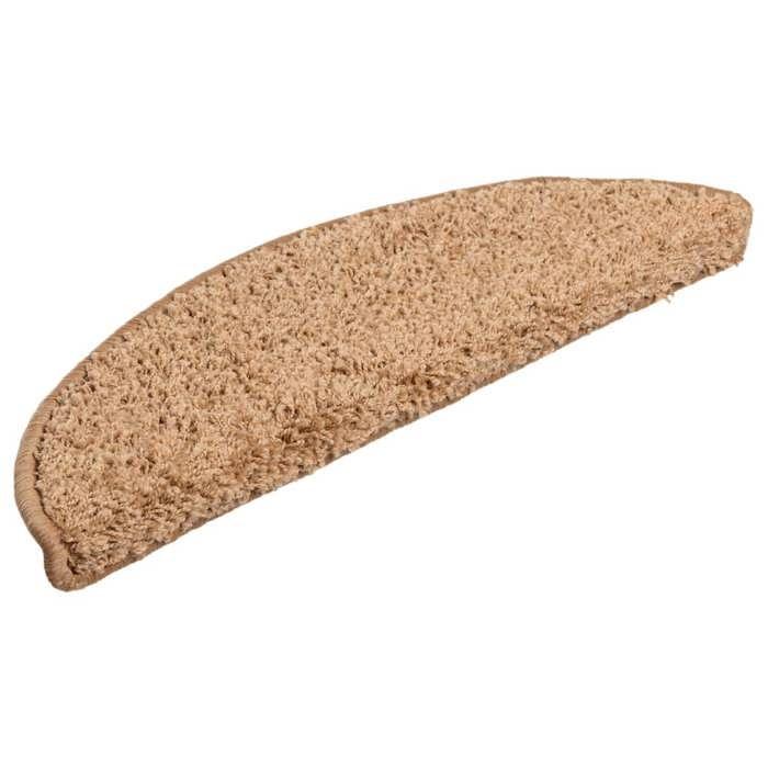 VidaXL Tapis d'escalier 15 pièces 56 x 17 x 3 cm Beige Demi-rond 133894