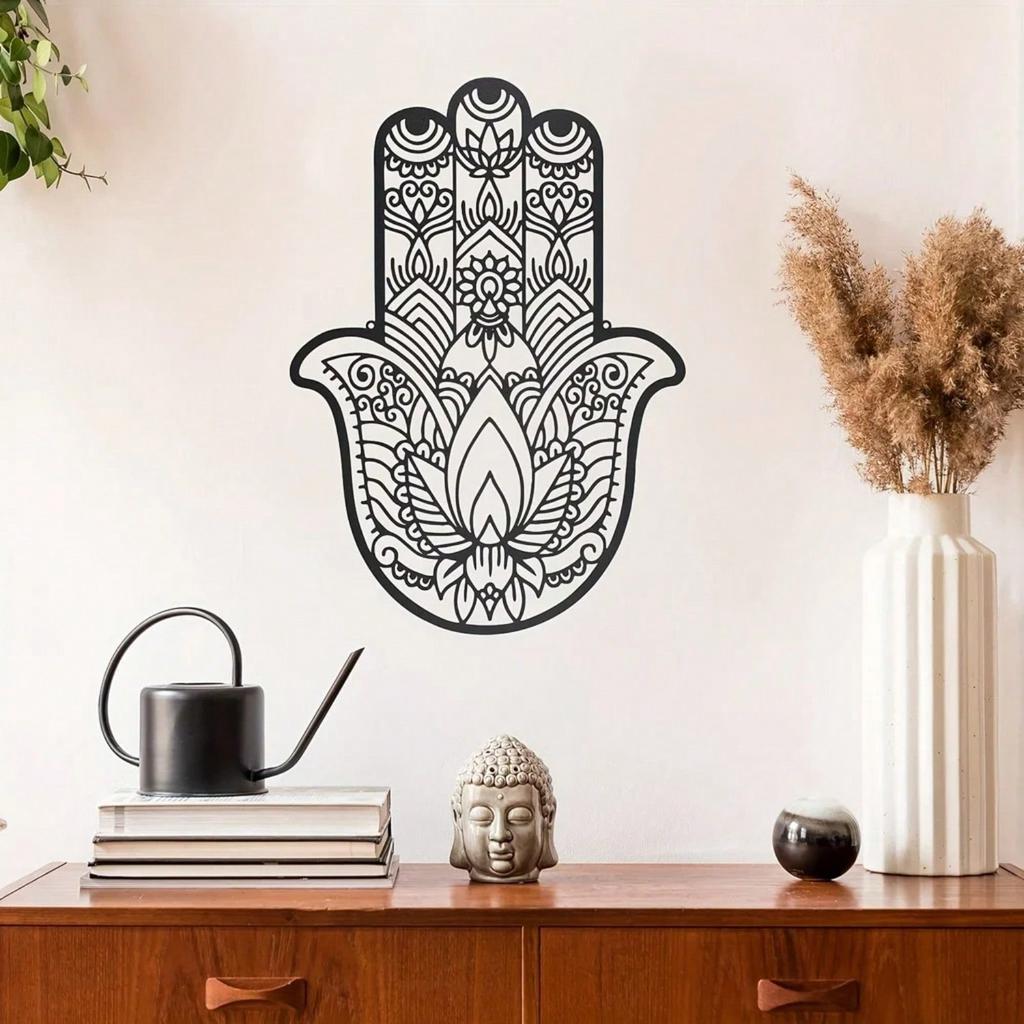 Metal Wall Decor Sacred Geometry Zen Art Hamsa Hand Home Ornament