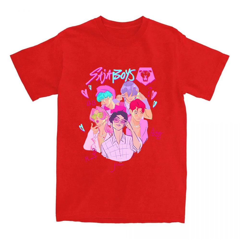 საძა ბოის კომფორტ კოლორსის მაისური KPop დემონი მონადირეების პრინტით მაისური ზაფხულის მოკლემკლავიანი ბამბის მაისური მოდური ქალის მამაკაცის ტანსაცმელი