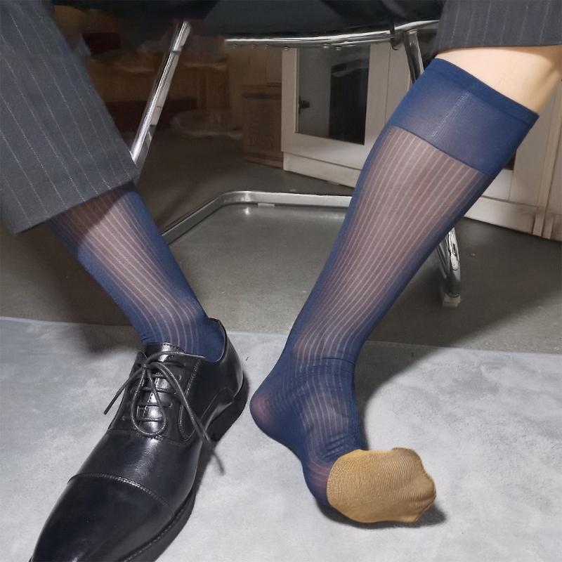 Men Over the Calf Socks Sheer Nylons Knees High Dress Socks Breathable Light Formal Sock Work and Leisures Clothing