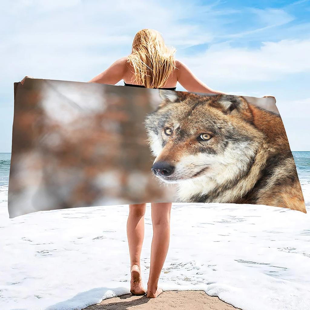Wolf Beach Towel Groups of Wolves Wild Animal Design Soft Sand Free Bath Towel Quick Dry Sport Spa Yoga Gym Kitchen Hand Towels