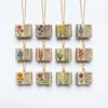 New Flowers Book Pendant Necklace Copper Month Birthday Necklace Antique Porcelain Retro Style Design Sense Necklace for Women