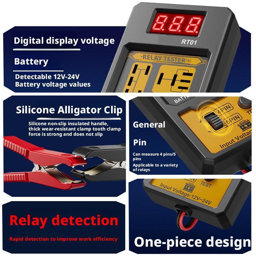 Automobile Relay Tester 12-24V Battery Voltage Tester Multi-function Test Interface Four Foot Five Precision Voltage Relay