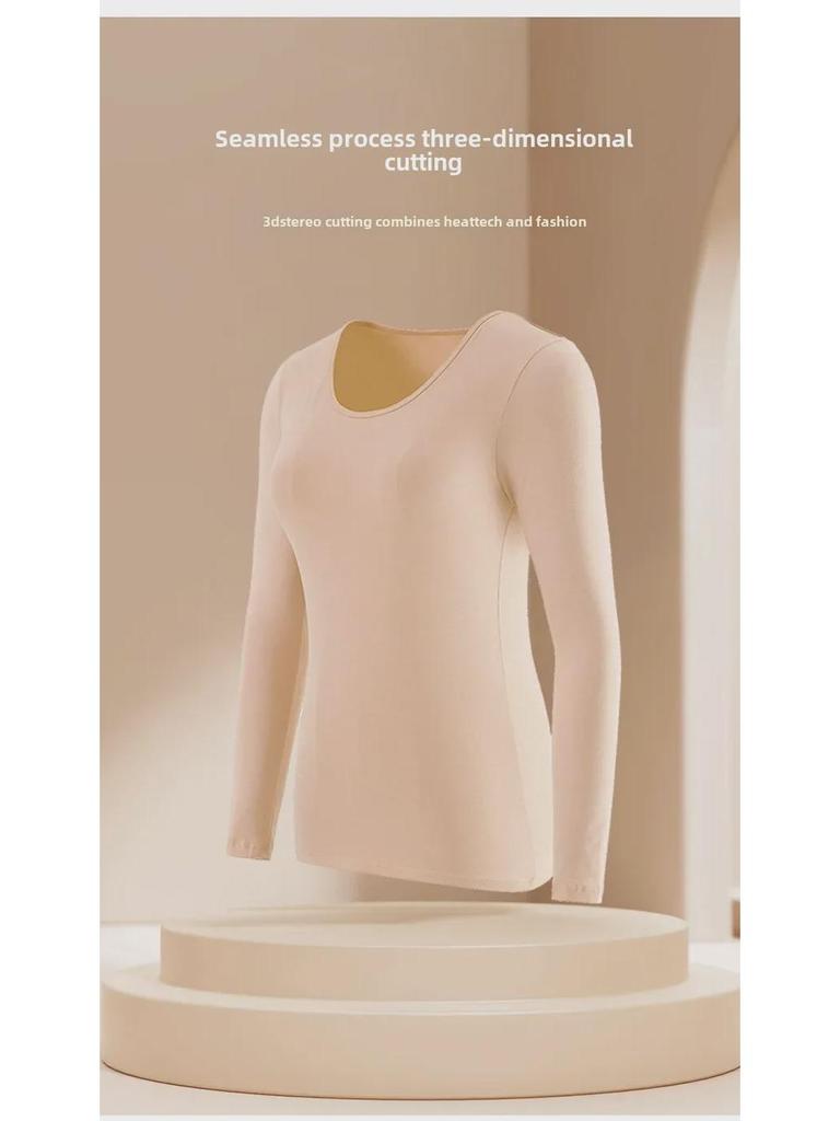 Women's Pure Cotton Long-Sleeve Thermal Sweater - Round Neck, Autumn/Winter Warm Top