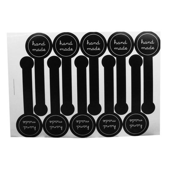 200Pcs Hand Made Long Adhesive Cake Packaging Sealing Label Baking Kraft Sticker