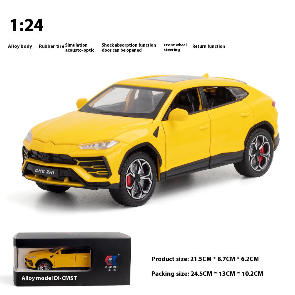 

1:24-сантиметровая модель автомобиля URUS из сплава с изображением бизона, классный звук и свет, изысканные настольные украшения, лучшая коллекция для любителя моделей автомобилей