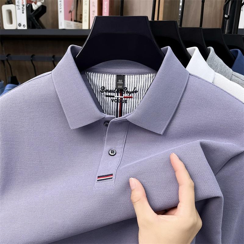Autumn Cotton Long-Sleeved Men'S Polo Shirt Middle-Aged Business Casual Solid Color Versatile Lapel T-Shirt Men