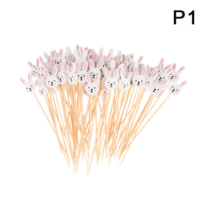 100 Stück Ostern Einweg Bambusspieße Hase Eier Lebensmittelspieße Obstgabel Sandwich Buffet Spieß Osterdekoration 2024 Geburtstag
