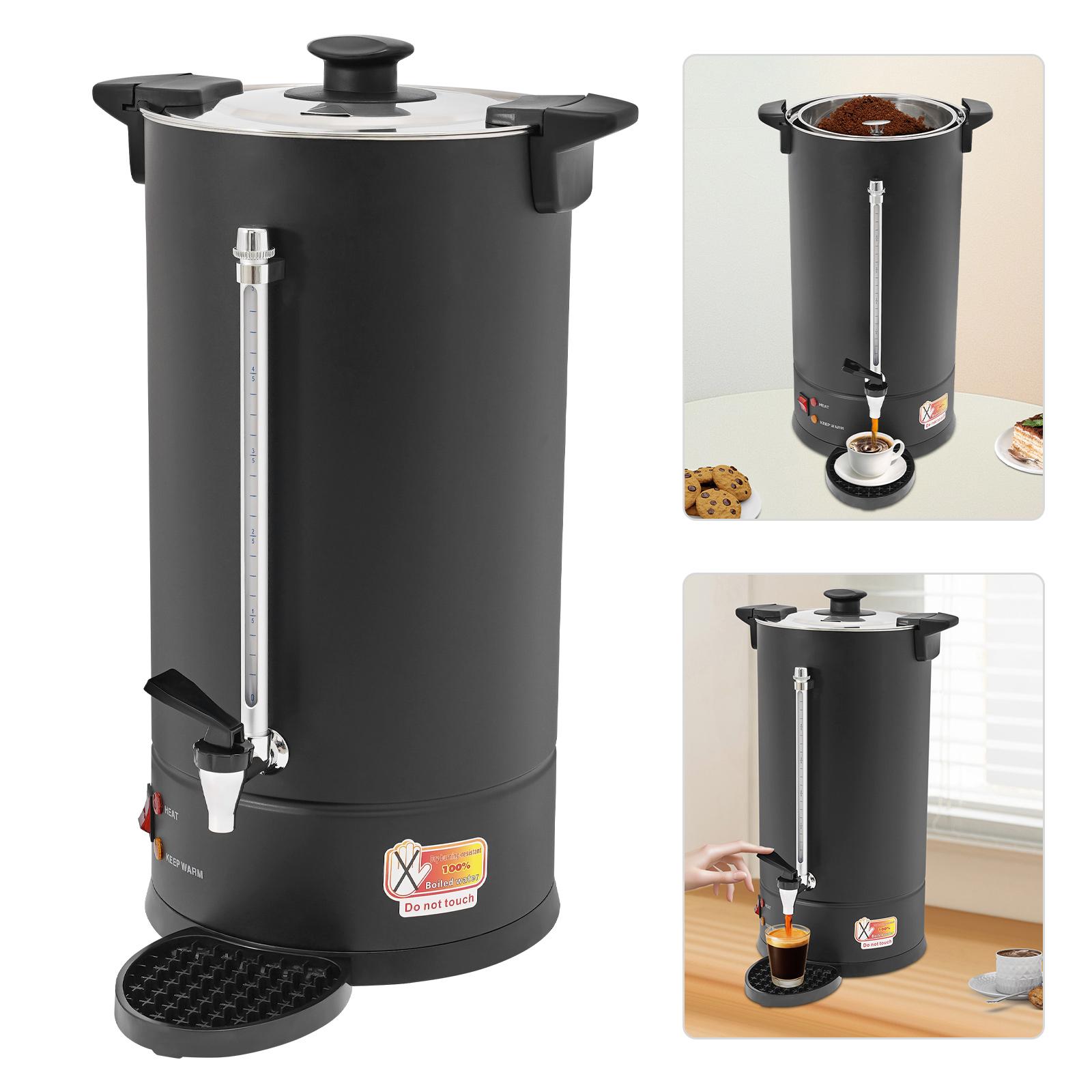 

25L Stainless Steel Hot Water Dispenser,Black Round Tabletop Coffee Urn for Restaurants,Offices чёрный