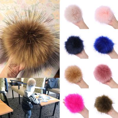 15cm Neue Bommelmütze Skullie Pelz Pompom Strickmütze Imitat
