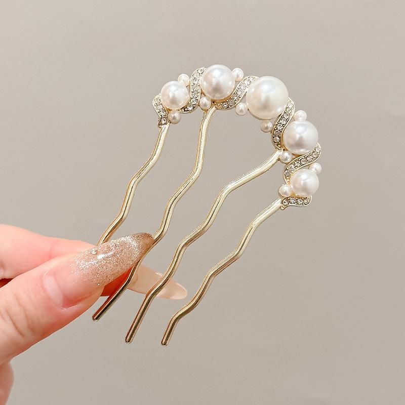 Metal U-Shaped Hair Sticks Combs Pearl Tassel Hair Fork Hair Clip Hairpins Women Girl Hair Accessories Ornament Styling Tool