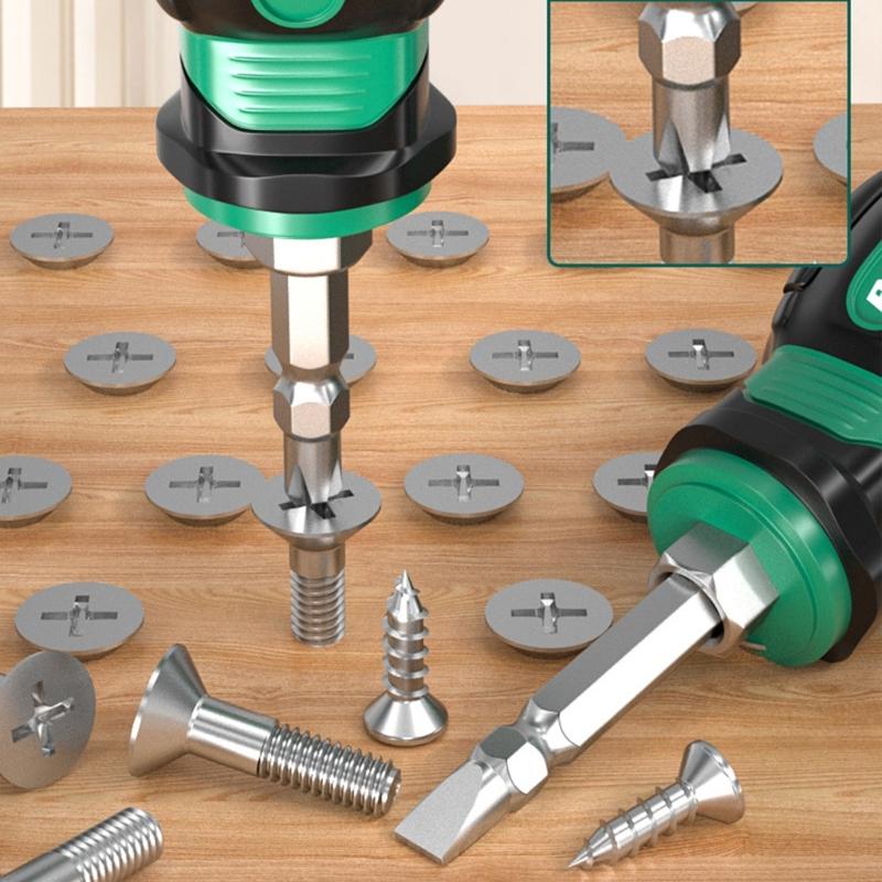 Kompaktes magnetisches Schraubendreher-Set Doppelfunktion Auswechselbare Bits Platzsparendes Design Geeignet für Heimwerkerprojekte