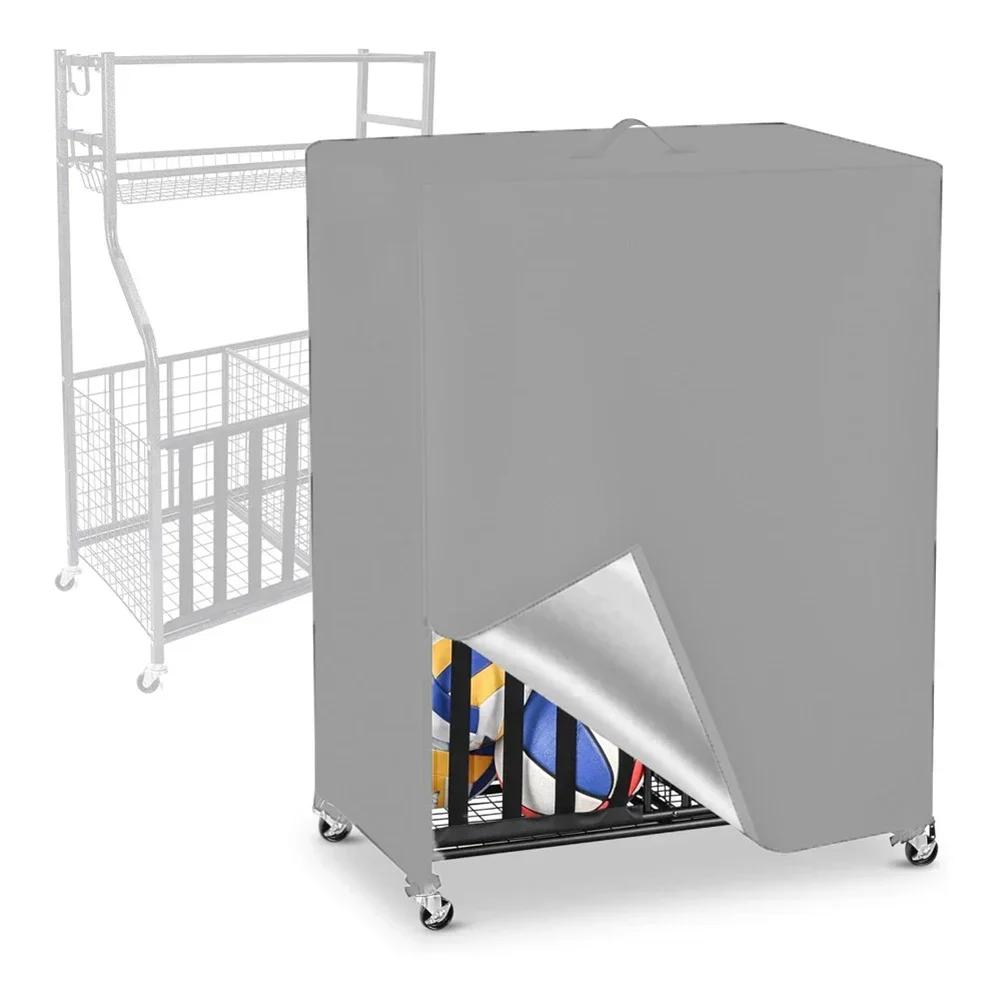 

Heavy Duty Waterproof Cover for Basketball Rack with Ventilation Side Panel and Front Zippers for Easy Gear Access Coffee color