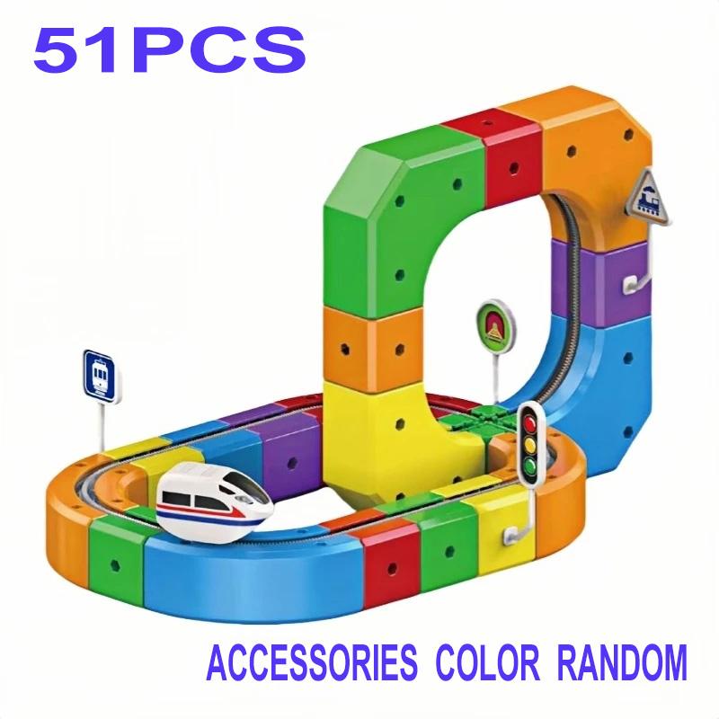 Non-Toxic Magical Track Train Kids Diy Building Blocks Educational Toy Magnetic Rail Car Cube Toys Construction Children Christmas Gifts