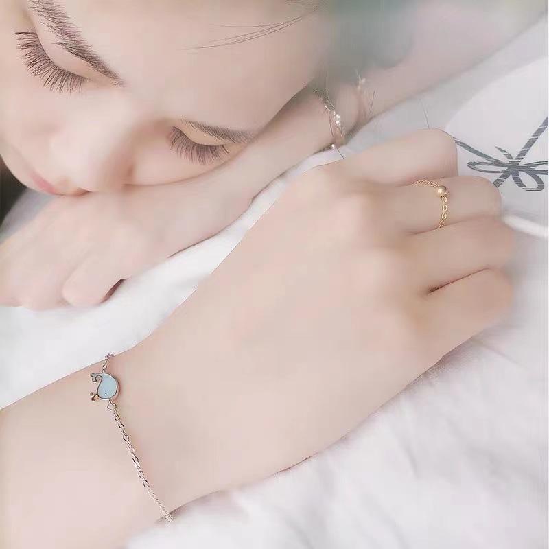 Women S925 Silver Plated Small Whale Simple Forest Style Bracelet Jewelry