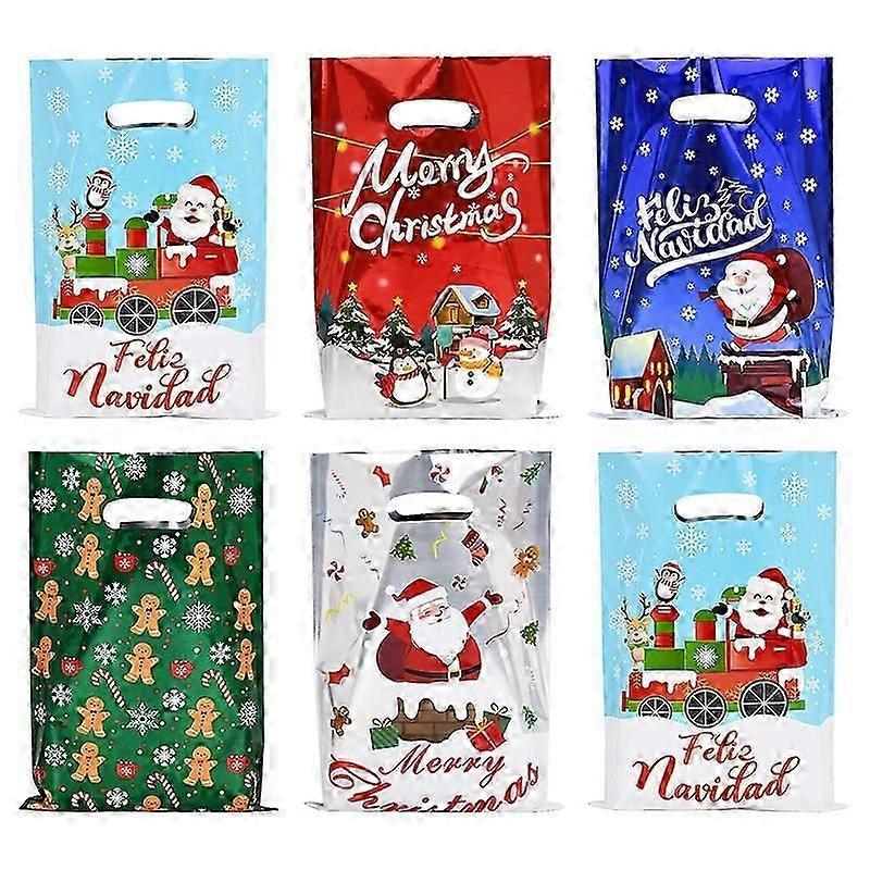 10/30 Cartoon Plastic Christmas Gift Bags for Sweets and Cookies. Christmas Home Decoration, Ideal for Kids. New Year's Gift 2026.