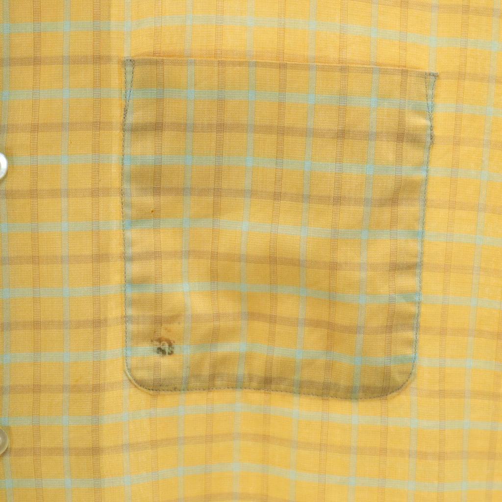 Stephens 60s Vintage Check Pattern Short Sleeve Shirt XL Yellow Men's Used