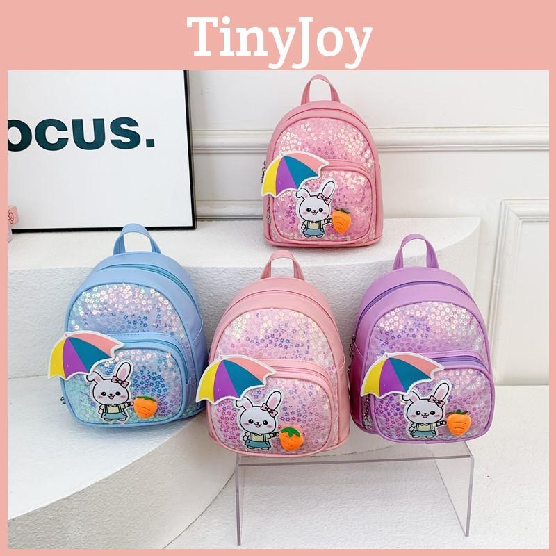 Bright Rabbit Sequin Pattern Backpack With Pu Fabric For Learning Schoolbag